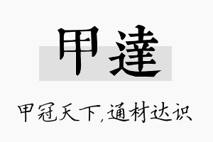 甲达名字的寓意及含义