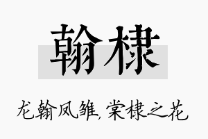 翰棣名字的寓意及含义