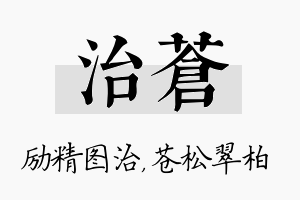 治苍名字的寓意及含义