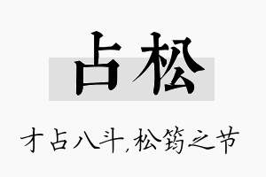 占松名字的寓意及含义