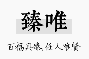 臻唯名字的寓意及含义