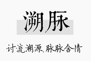 溯脉名字的寓意及含义