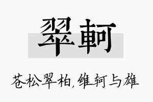 翠轲名字的寓意及含义