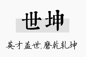 世坤名字的寓意及含义