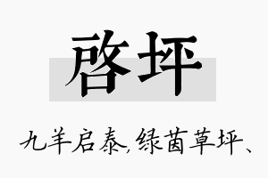 启坪名字的寓意及含义