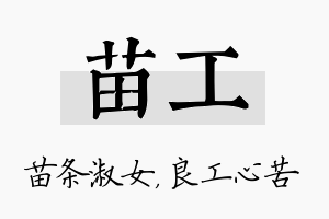 苗工名字的寓意及含义