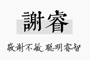 谢睿名字的寓意及含义