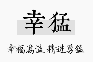 幸猛名字的寓意及含义