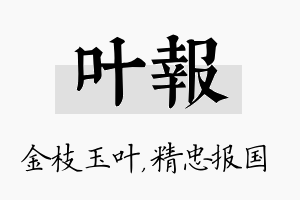 叶报名字的寓意及含义