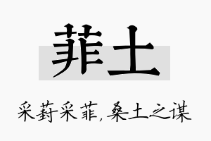 菲土名字的寓意及含义