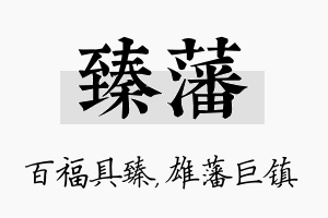 臻藩名字的寓意及含义