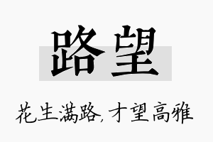 路望名字的寓意及含义