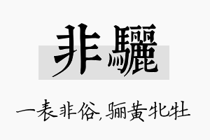 非骊名字的寓意及含义