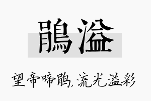 鹃溢名字的寓意及含义