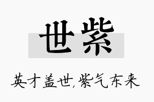 世紫名字的寓意及含义