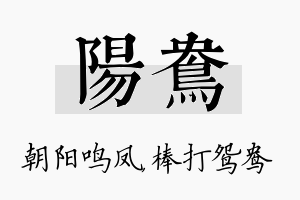 阳鸯名字的寓意及含义