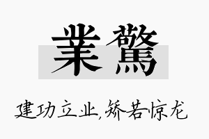 业惊名字的寓意及含义