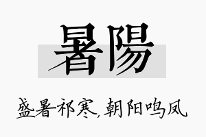 暑阳名字的寓意及含义