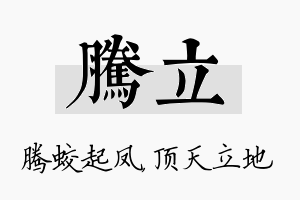 腾立名字的寓意及含义