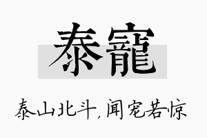 泰宠名字的寓意及含义