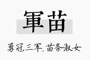 军苗名字的寓意及含义