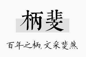 柄斐名字的寓意及含义