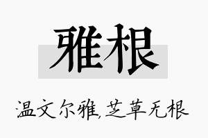 雅根名字的寓意及含义