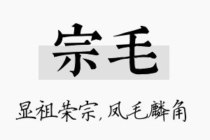 宗毛名字的寓意及含义