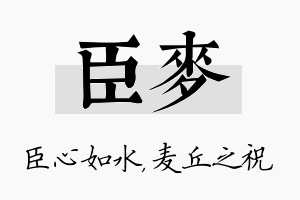 臣麦名字的寓意及含义