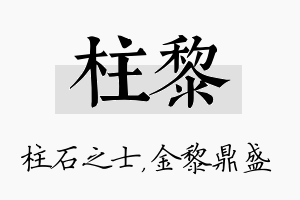 柱黎名字的寓意及含义