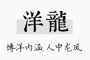 洋龙名字的寓意及含义