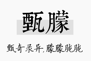 甄朦名字的寓意及含义