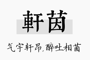 轩茵名字的寓意及含义