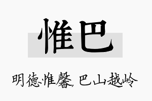 惟巴名字的寓意及含义