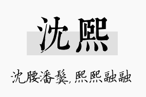 沈熙名字的寓意及含义