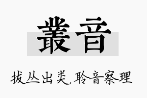 丛音名字的寓意及含义