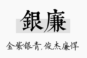 银廉名字的寓意及含义