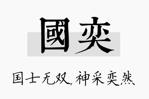 国奕名字的寓意及含义