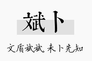 斌卜名字的寓意及含义