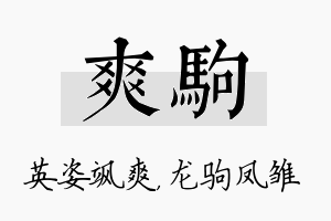 爽驹名字的寓意及含义