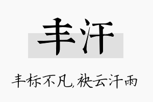 丰汗名字的寓意及含义