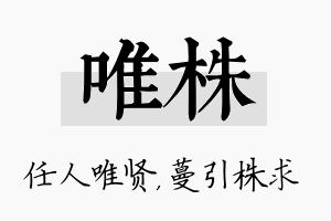 唯株名字的寓意及含义