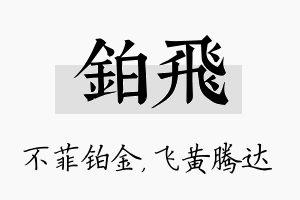 铂飞名字的寓意及含义