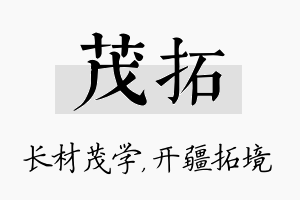 茂拓名字的寓意及含义