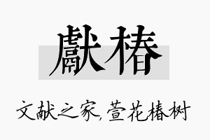 献椿名字的寓意及含义