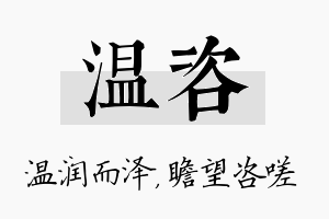 温咨名字的寓意及含义