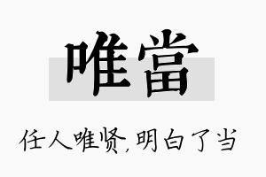 唯当名字的寓意及含义