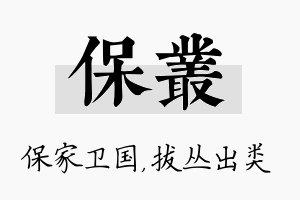 保丛名字的寓意及含义