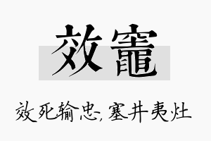 效灶名字的寓意及含义