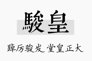 骏皇名字的寓意及含义